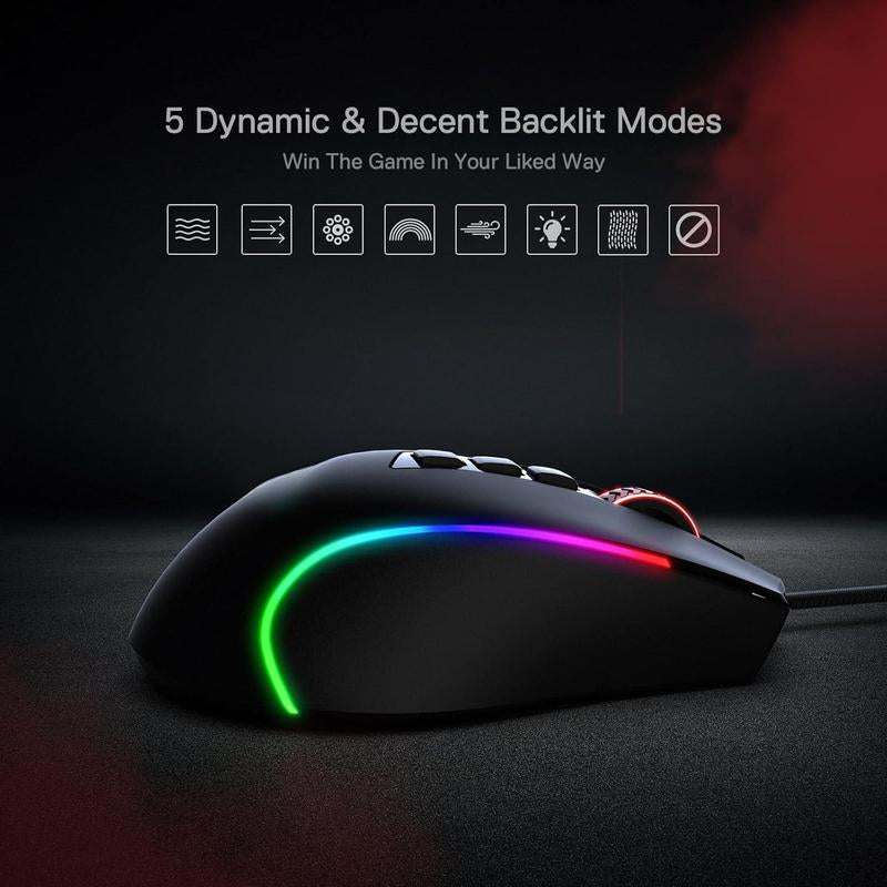 RGB Gaming Mouse, 8000 DPI Wired Optical Gamer Mouse with 11 Buttons & 5 Backlit Modes