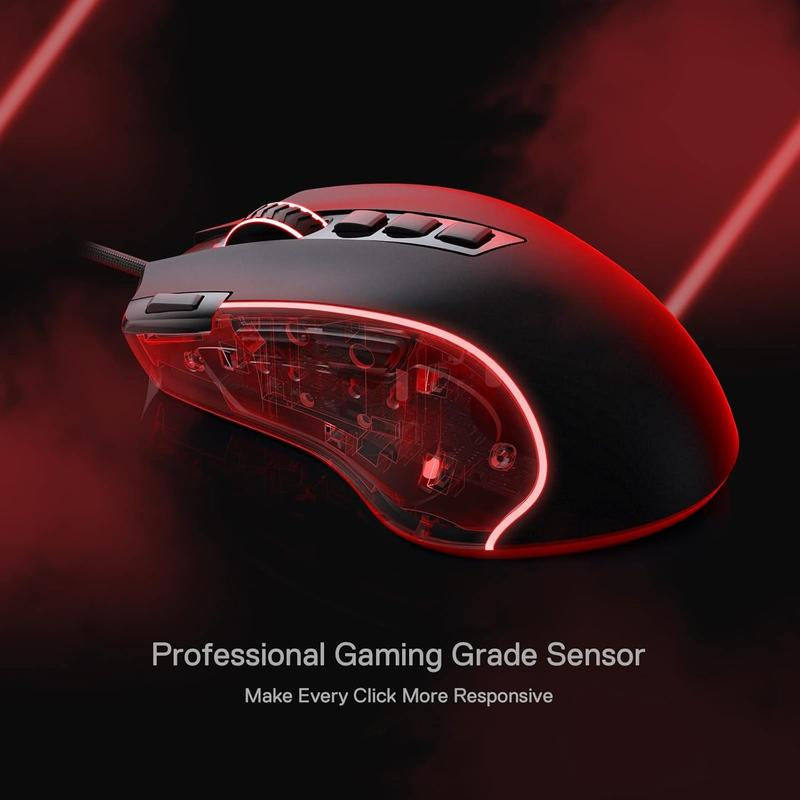 RGB Gaming Mouse, 8000 DPI Wired Optical Gamer Mouse with 11 Buttons & 5 Backlit Modes