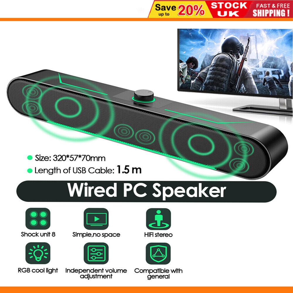 Wired Speakers for Desktop PC Monitor & Laptop